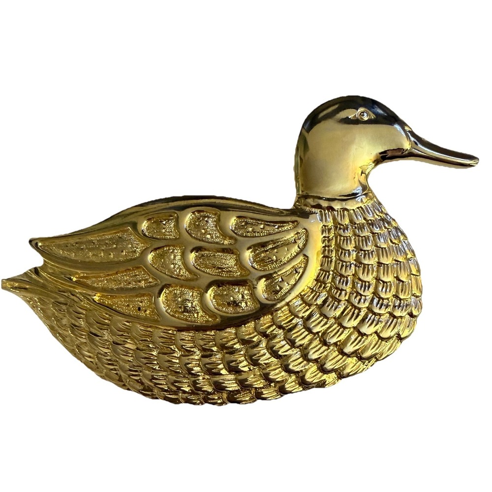 Vintage Bird Belt Buckle Duck Loon Signed Paquette Gold Tone Southwestern Animal